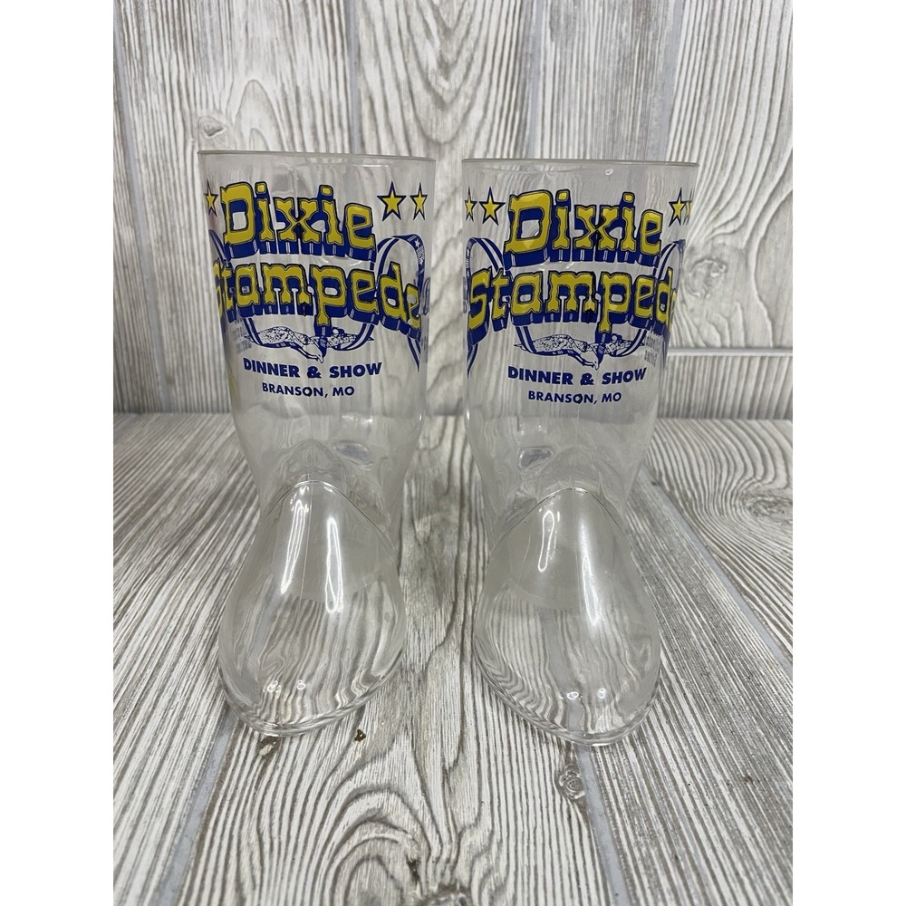 Dixie Stampede Branson MO Boot Mugs 2000 Pepsi Collector Series Plastic Set of 2